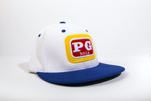 Load image into Gallery viewer, PG NOLA™ Flatbill Flexfit Hat - WHITE w/ blue