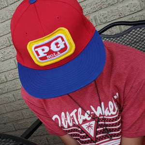 PG NOLA™ Flatbill Flexfit Hat- RED w/ blue